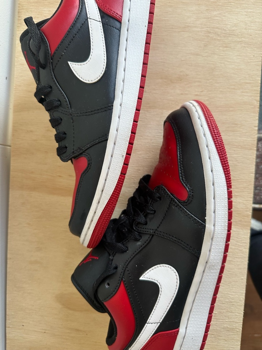 Air Jordan 1 Low Men's Black & Red Low-Top Sneakers - Picture 3 of 7